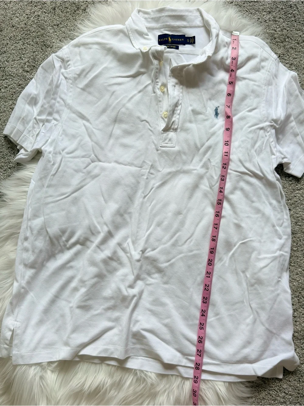 Ralph Lauren White Polo Shirt with Light Blue Pony
